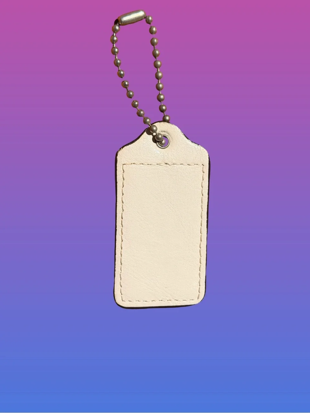 Coach Cream Leather Embossed Logo Key Fob